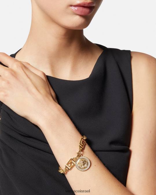 נשים Versace זהב צמיד קריסטל לה מדוזה גרקה אביזרים N8T2743