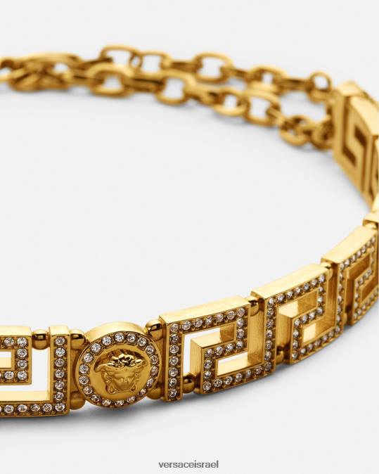 נשים Versace זהב שרשרת קולר מדוזה גרקה קריסטל אביזרים N8T2747