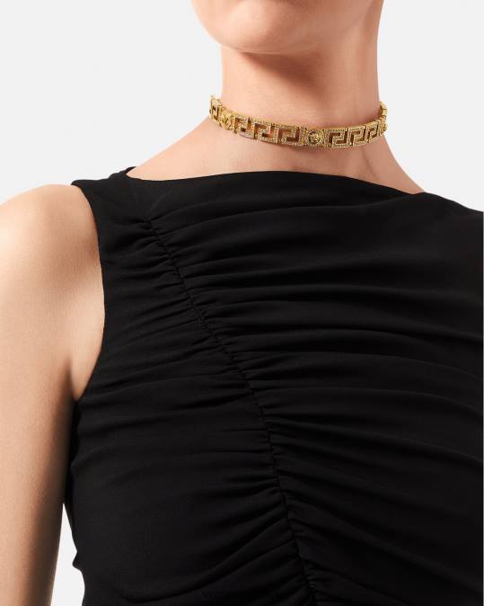 נשים Versace זהב שרשרת קולר מדוזה גרקה קריסטל אביזרים N8T2747