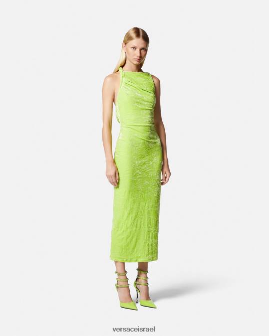נשים Versace ליים שמלת מידי מקטיפה מגולגלת הַלבָּשָׁה N8T275