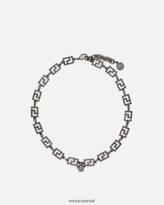נשים Versace כסף שרשרת גרקה משובצת אביזרים N8T2764