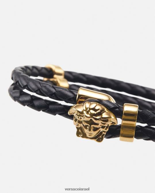 נשים Versace זהב צמיד עור קלוע מדוזה אביזרים N8T2768