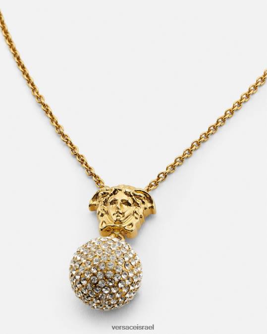 נשים Versace זהב שרשרת כדור בדולח מדוזה אביזרים N8T2771