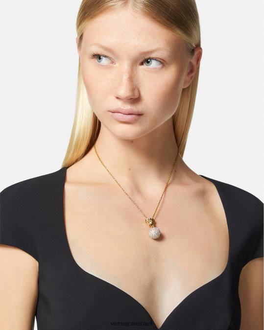 נשים Versace זהב שרשרת כדור בדולח מדוזה אביזרים N8T2771