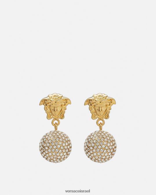 נשים Versace זהב עגילי כדור בדולח מדוזה אביזרים N8T2776