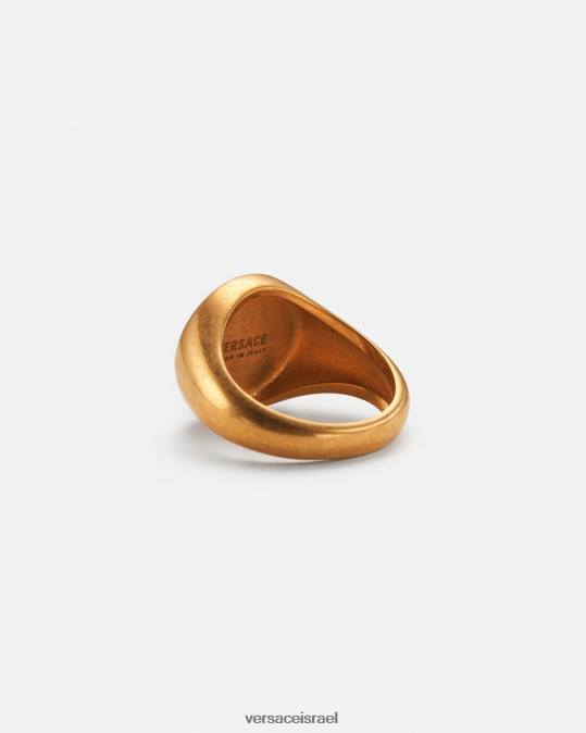 נשים Versace זהב שחור טבעת חותם מדוזה אמייל אביזרים N8T2791