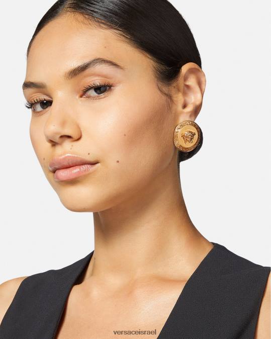 נשים Versace מחווה זהב עגילי מדוזה צמודים מחווה אביזרים N8T2794