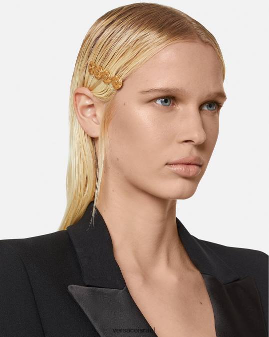 נשים Versace מחווה זהב סיכת שיער מחווה מדוזה ימין אביזרים N8T2796