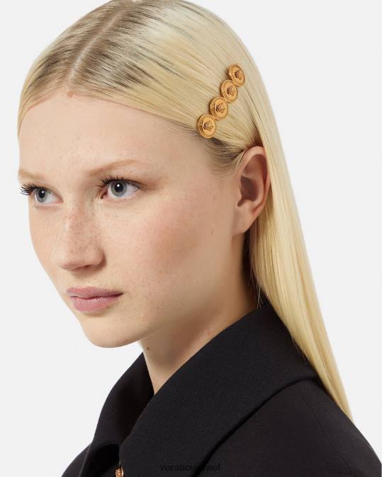 נשים Versace מחווה זהב סיכת שיער מדוזה שמאלית אביזרים N8T2797