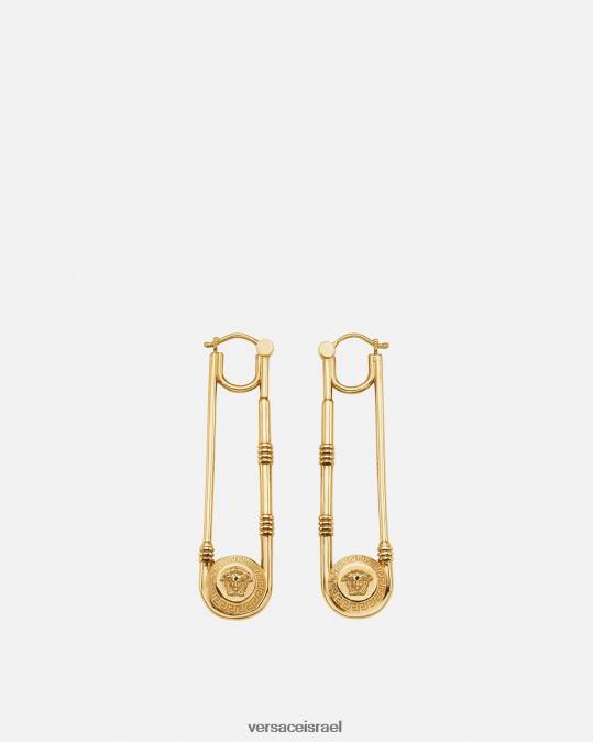 נשים Versace זהב עגילי סיכת ביטחון אביזרים N8T2798