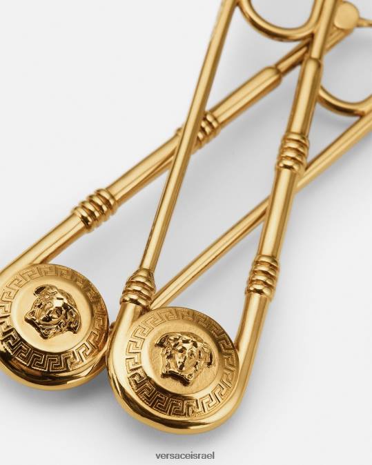נשים Versace זהב עגילי סיכת ביטחון אביזרים N8T2798