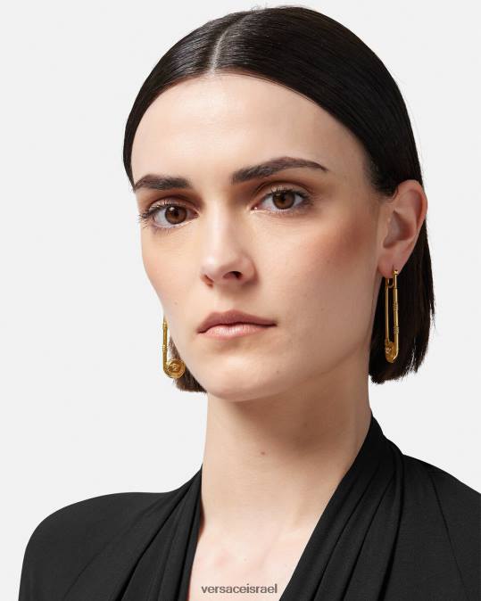 נשים Versace זהב עגילי סיכת ביטחון אביזרים N8T2798