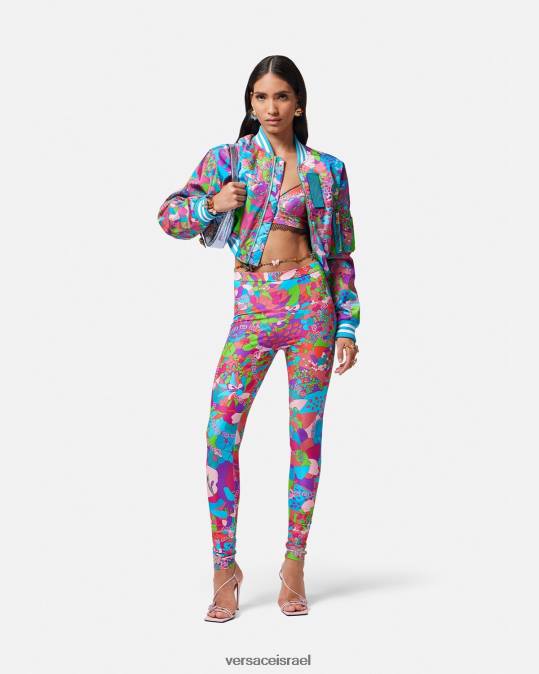 נשים Versace צבע אחד מעיל קרופ קרופ פרחוני הַלבָּשָׁה N8T279
