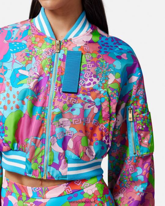 נשים Versace צבע אחד מעיל קרופ קרופ פרחוני הַלבָּשָׁה N8T279