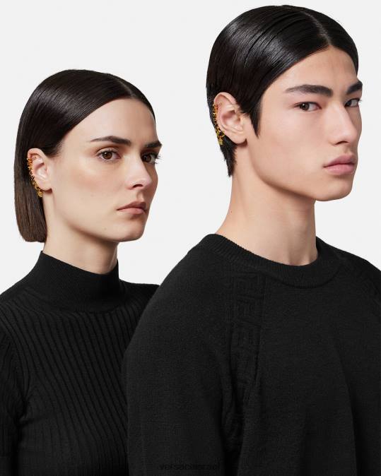 נשים Versace זהב שרוול אוזניים לוגו מדוזה אביזרים N8T2802
