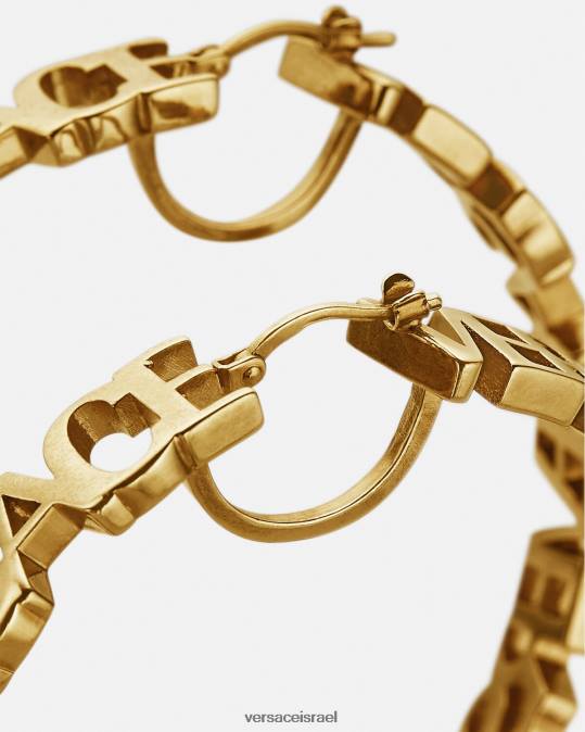 נשים Versace זהב עגילי חישוק לוגו אביזרים N8T2803