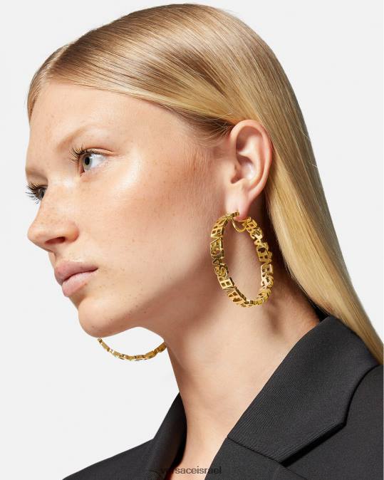 נשים Versace זהב עגילי חישוק לוגו אביזרים N8T2803