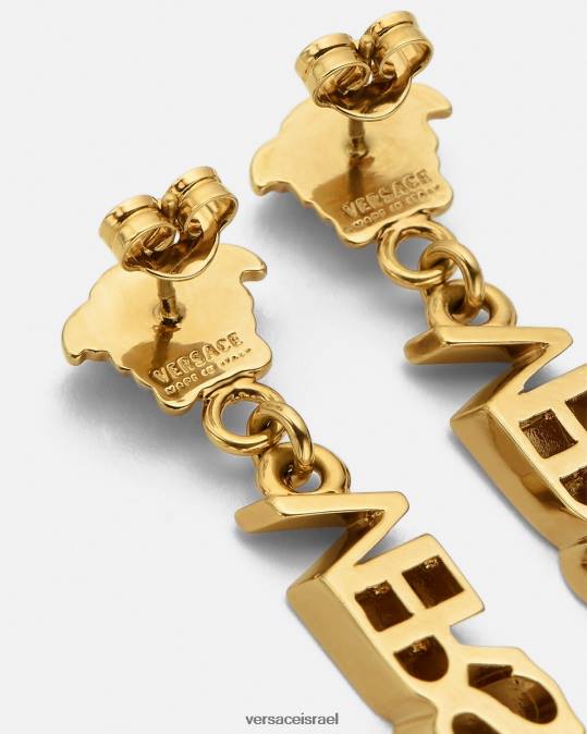 נשים Versace זהב עגילי טיפת לוגו לה מדוזה אביזרים N8T2804