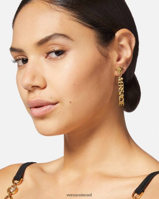 נשים Versace זהב עגילי טיפת לוגו לה מדוזה אביזרים N8T2804