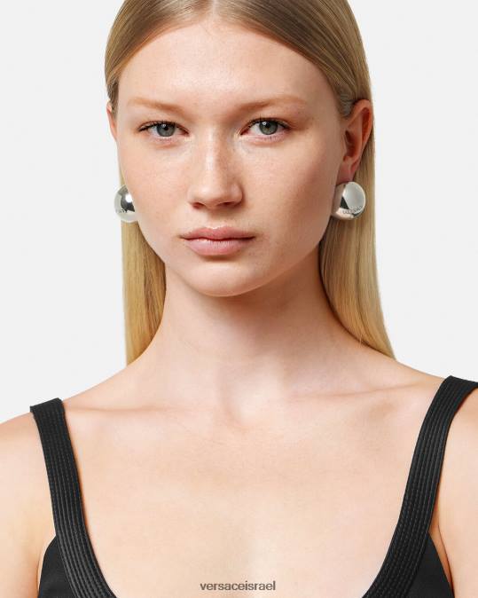 נשים Versace כסף עגילי אריחי כדור אביזרים N8T2808