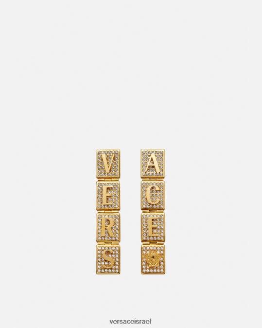 נשים Versace זהב עגילי אריחי קריסטל אביזרים N8T2809
