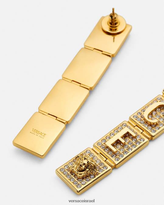 נשים Versace זהב עגילי אריחי קריסטל אביזרים N8T2809