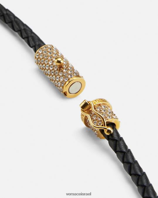 נשים Versace שָׁחוֹר שרשרת מדוזה מעור קריסטל אביזרים N8T2812