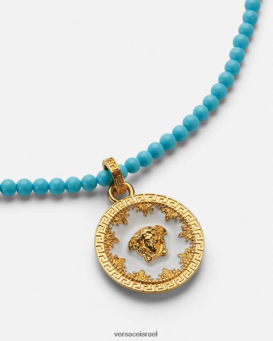 נשים Versace טורקיז שרשרת חרוזים בצלחת מדוזה אביזרים N8T2817