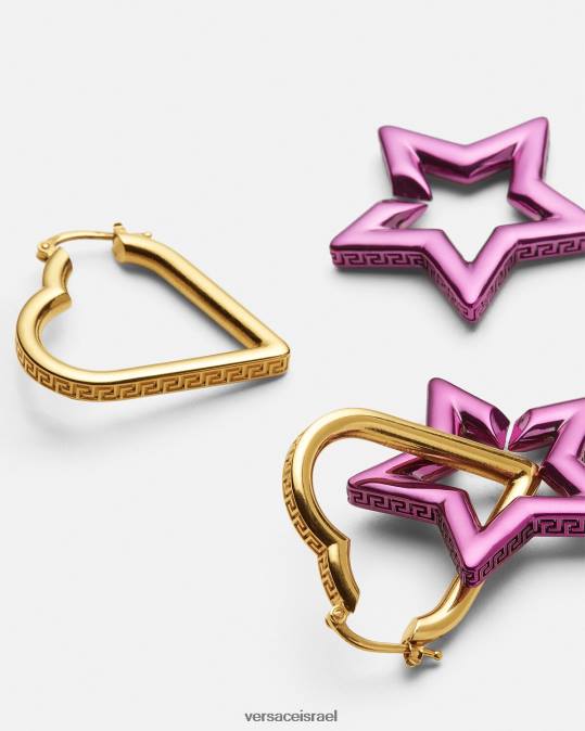 נשים Versace זהב ופוקסיה עגילי חישוק שרשרת פאנקית אביזרים N8T2830