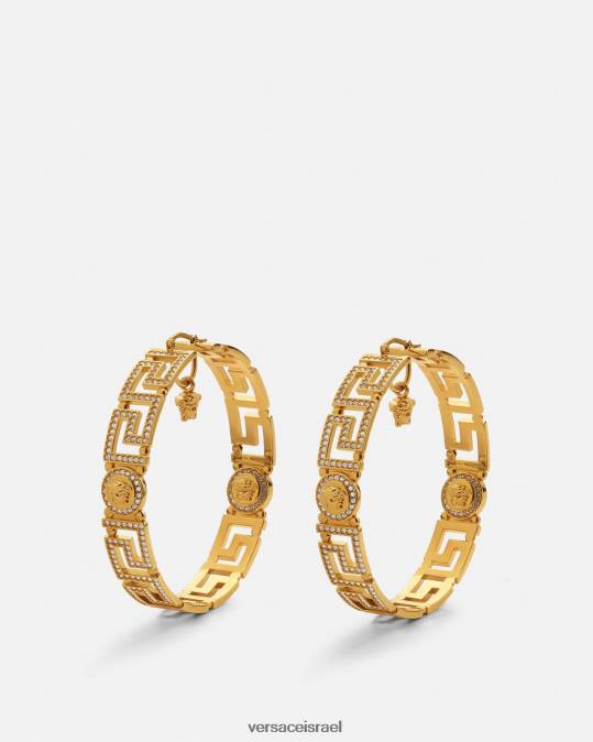 נשים Versace זהב עגילי חישוק קריסטל גרקה אביזרים N8T2835