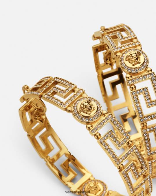 נשים Versace זהב עגילי חישוק קריסטל גרקה אביזרים N8T2835