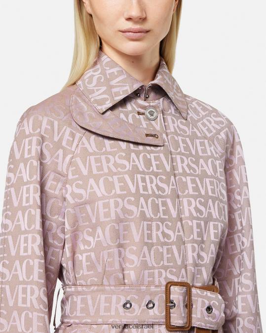 נשים Versace ורוד & הדפס מעיל טרנץ' קצר בכל רחבי הַלבָּשָׁה N8T283