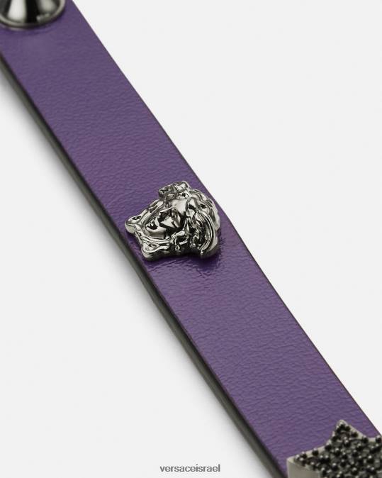 נשים Versace לִילָך קולר מעור משובץ אביזרים N8T2841