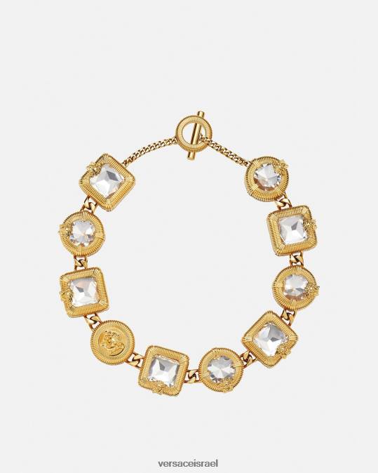 נשים Versace זהב שרשרת קריסטל מדוזה ביגי אביזרים N8T2847