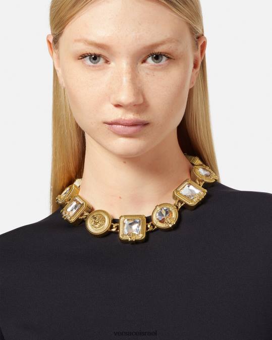 נשים Versace זהב שרשרת קריסטל מדוזה ביגי אביזרים N8T2847