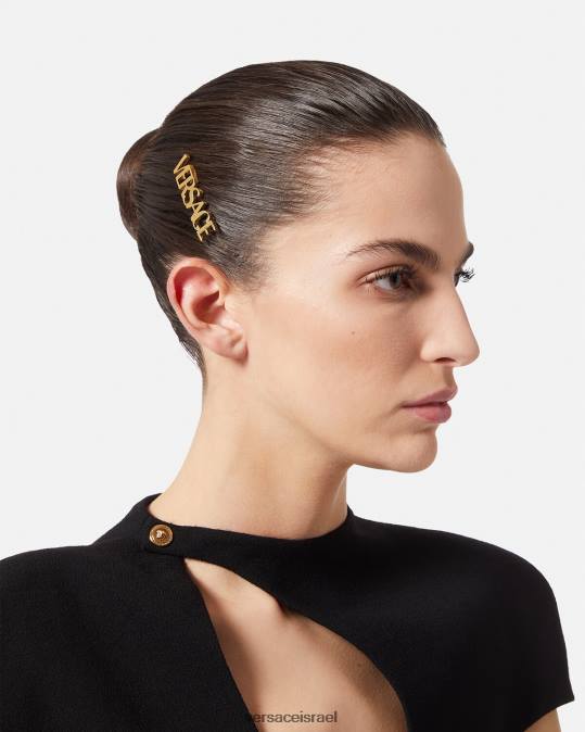 נשים Versace זהב לוגו קליפס שיער ימני אביזרים N8T2848