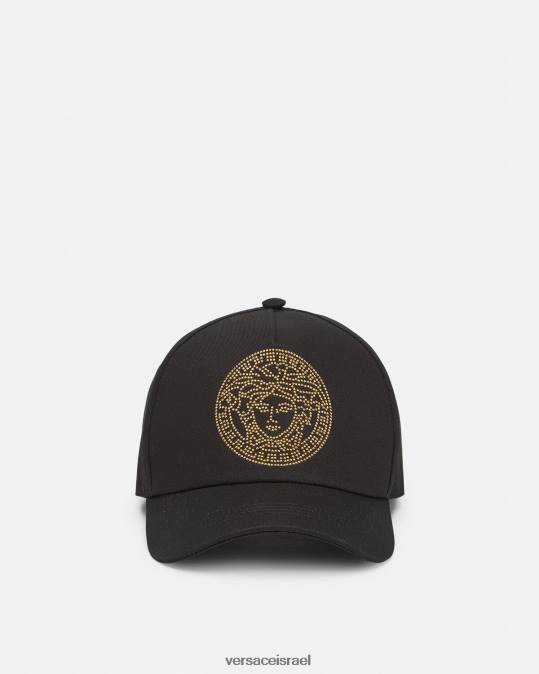 נשים Versace שָׁחוֹר כובע בייסבול מדוזה משובץ אביזרים N8T2881