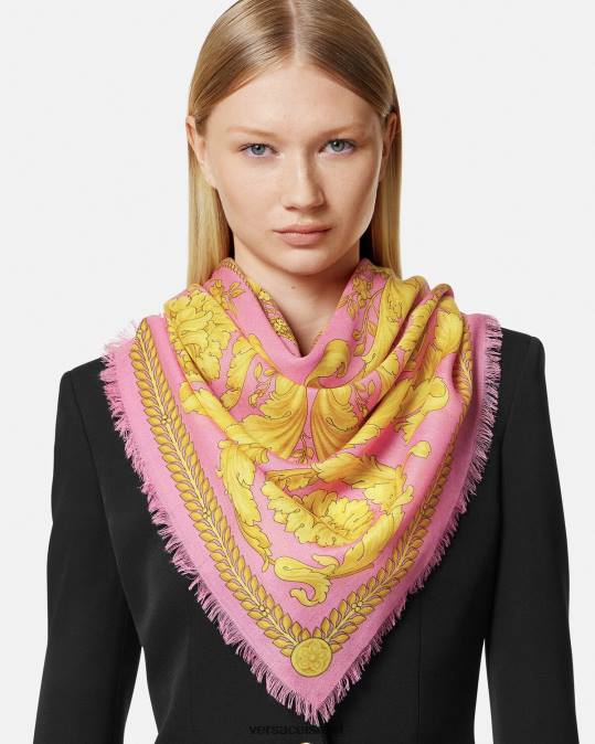 נשים Versace וָרוֹד צעיף של תערובת קשמיר ברוק אביזרים N8T2887