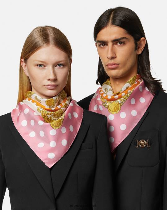 נשים Versace הדפס משי גדול משי צדפים בארוק אביזרים N8T2899