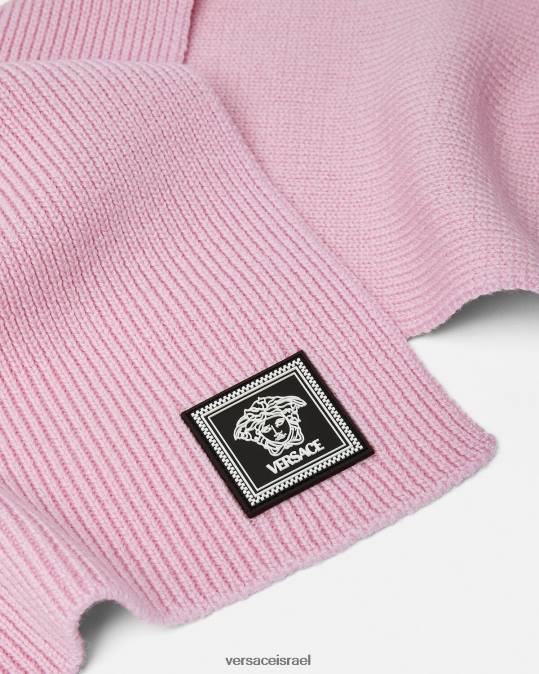נשים Versace ורוד בהיר צעיף מצולע מצמר מדוזה אביזרים N8T2904