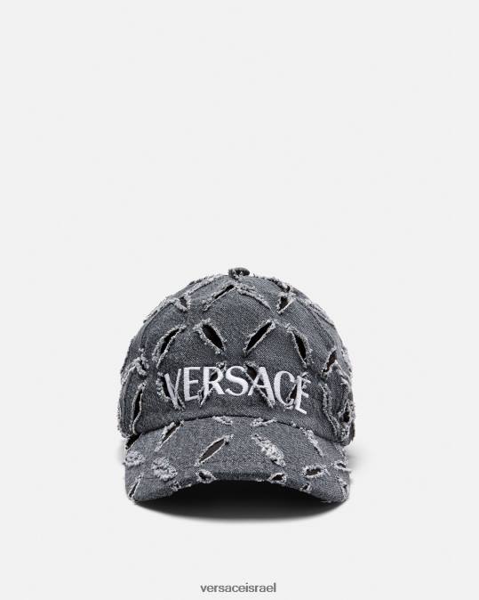 נשים Versace אפור כובע בייסבול חתוך לוגו אביזרים N8T2910