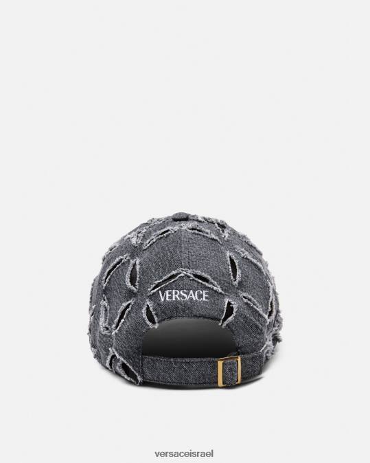 נשים Versace אפור כובע בייסבול חתוך לוגו אביזרים N8T2910