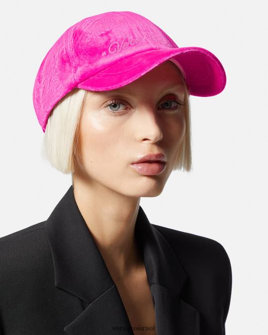 נשים Versace ורוד פוקסיה כובע בייסבול מקטיפה אביזרים N8T2912