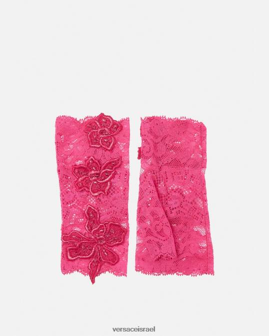 נשים Versace וָרוֹד כפפות תחרה רקומות ללא אצבעות אביזרים N8T2913