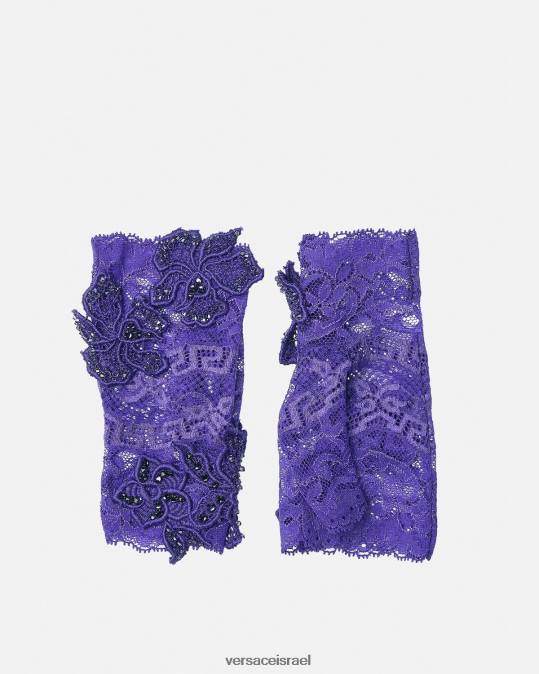 נשים Versace סָגוֹל כפפות תחרה רקומות ללא אצבעות אביזרים N8T2915