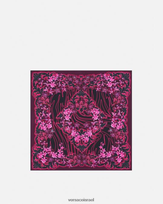 נשים Versace פוקסיה ודפוס סחלב בארוקו משי פוולד אביזרים N8T2920