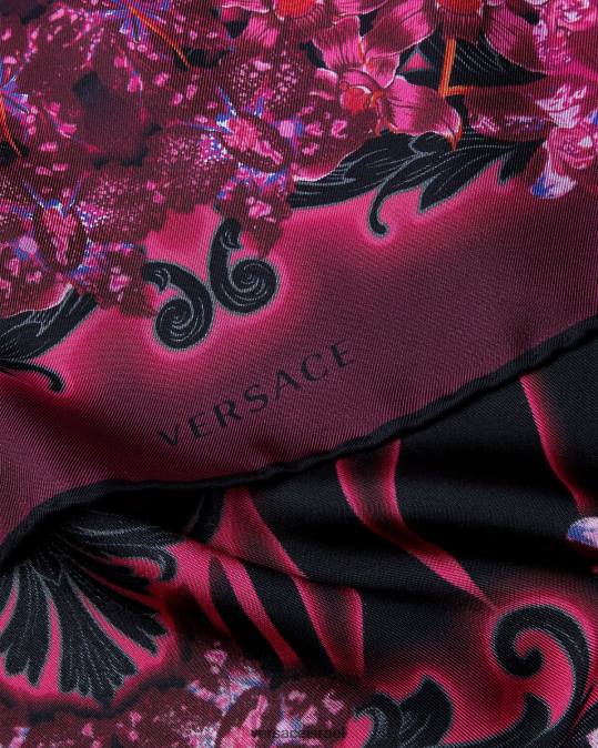 נשים Versace פוקסיה ודפוס סחלב בארוקו משי פוולד אביזרים N8T2920
