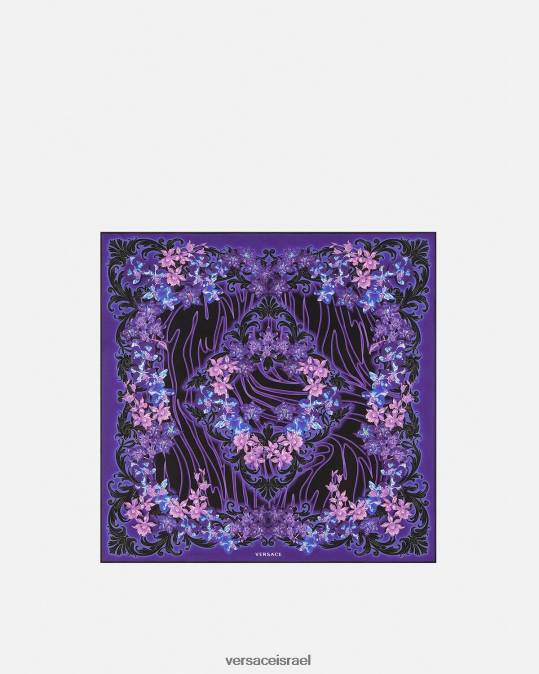 נשים Versace סגול והדפס סחלב בארוקו משי פוולד אביזרים N8T2921