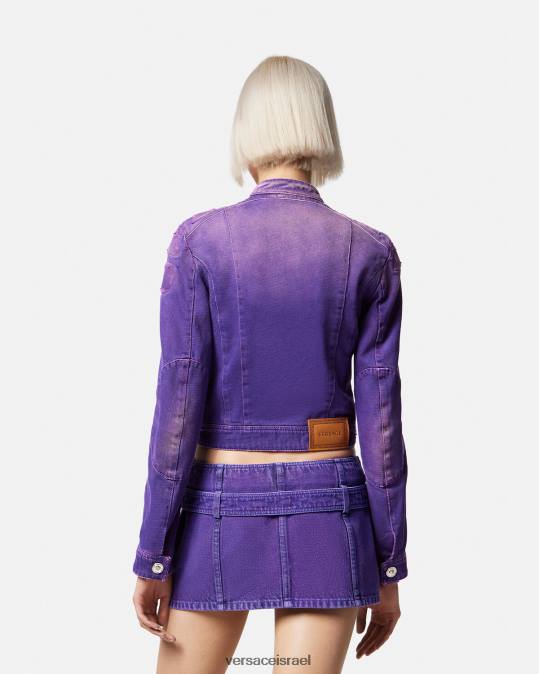 נשים Versace סָגוֹל מעיל אופנוענים ג'ינס מדוזה הַלבָּשָׁה N8T293