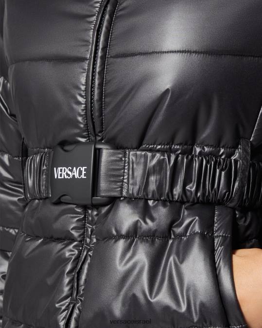 נשים Versace שָׁחוֹר מעיל פחזנית לוגו הַלבָּשָׁה N8T294